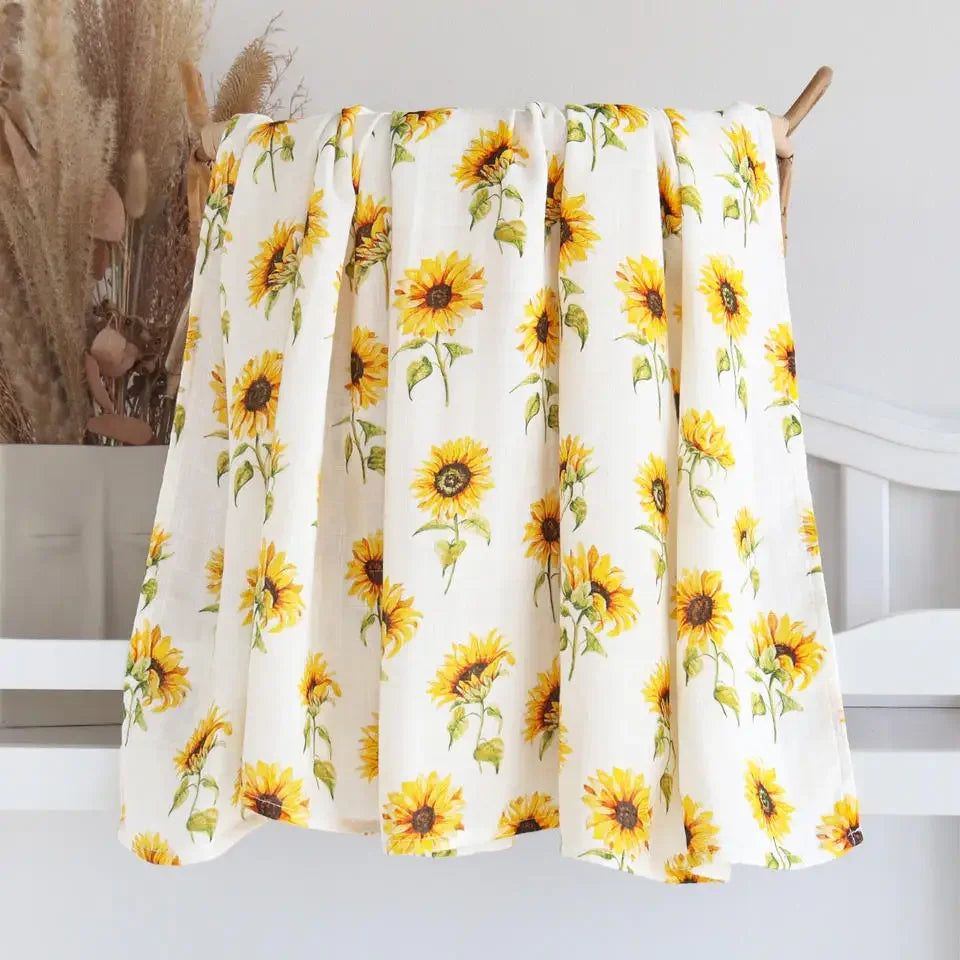 70% Bamboo+30% Cotton Muslin Swaddles Baby Blankets Newborn Bedding Blanket Feeding Cover Flower Baby Blanket Diaper